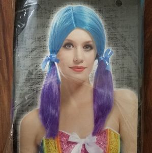 Blue and Purple Pigtail Wig Mermaid Unicorn Hair